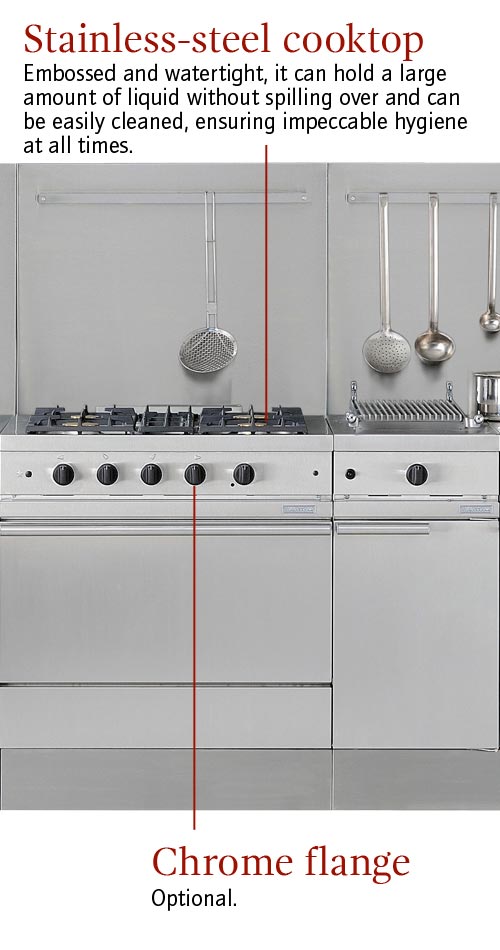 Gas cooker with stainless-steel finish